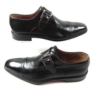 Magnanni Black Leather Monk Strap Buckle Loafers Shoes Men's Sz 10.5 M